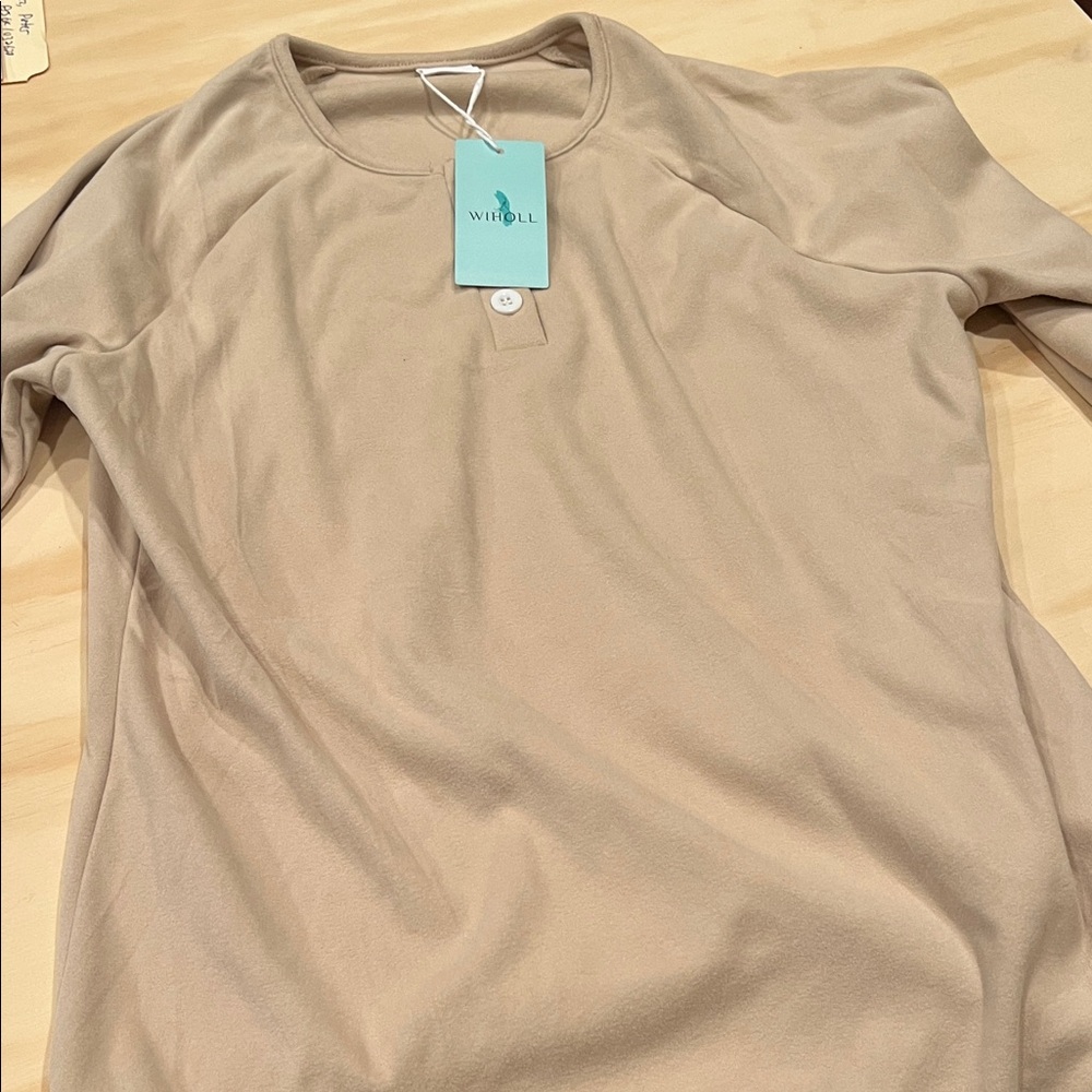 Witholl Women's Classic Beige Button Down Shirt